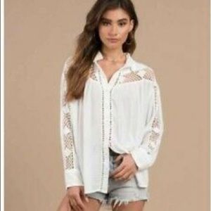 Free People Shirt Katie Bird Button Down Crochet
